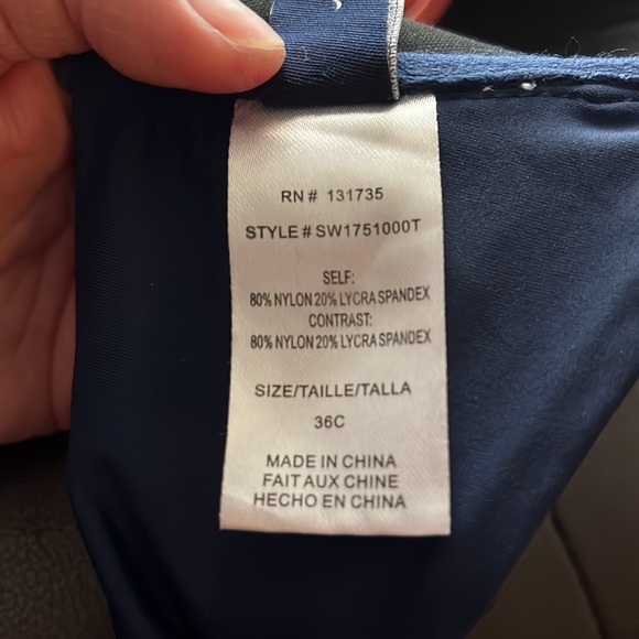 Margaritaville  Swim Navy and Coral Padded Bikini Top - Picture 4 of 5